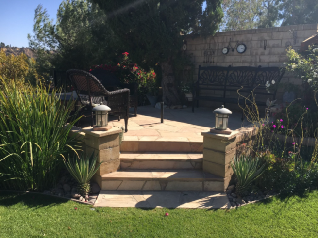 Elevated patio & planting