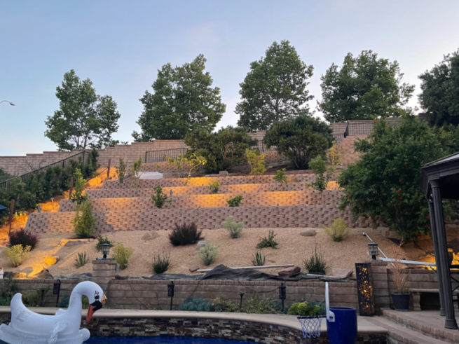 Hillside terrances and lighting